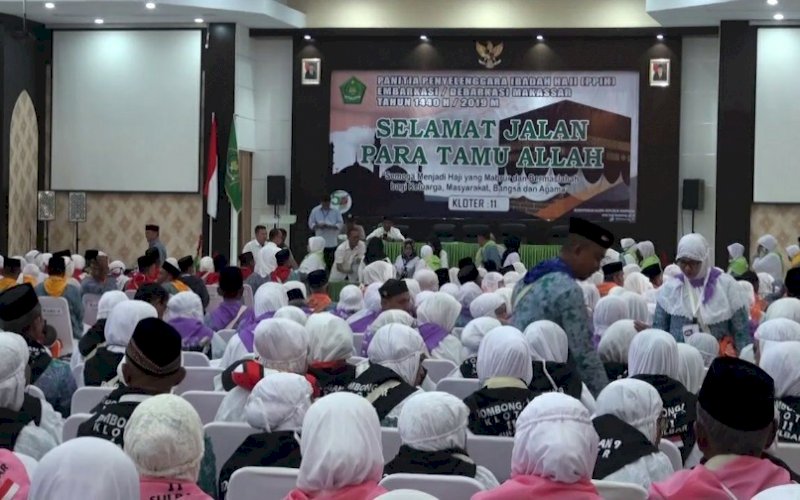 PEMBEKALAN. Suasana pembekalan keberangkatan Jemaah Calon Haji (JCH) di Asrama Hiji Sudiang, beberapa waktu lalu. foto: istimewa.