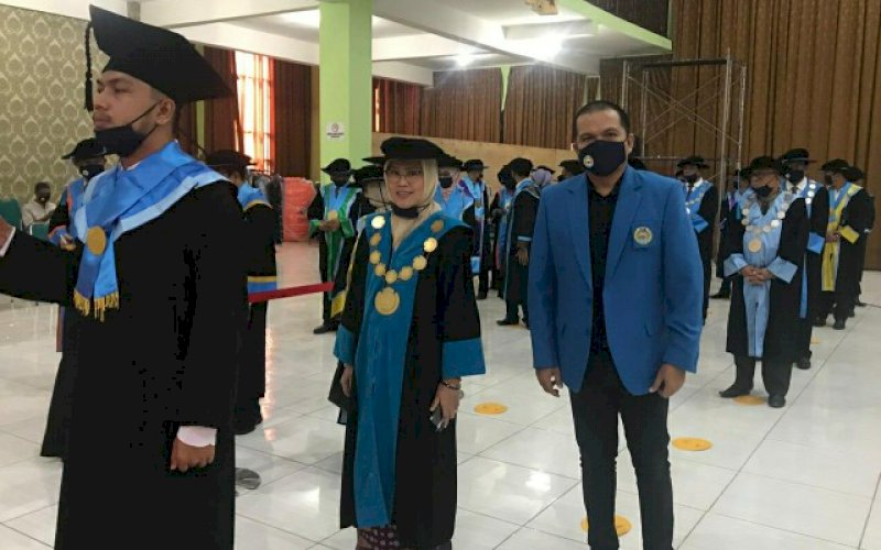 WISUDA. Suasana pelaksanaan wisuda UIM secara virtual bagi 266 sarjana di Auditorium KH Muhyin M Zain, Sabtu (5/9/2020). foto: istimewa