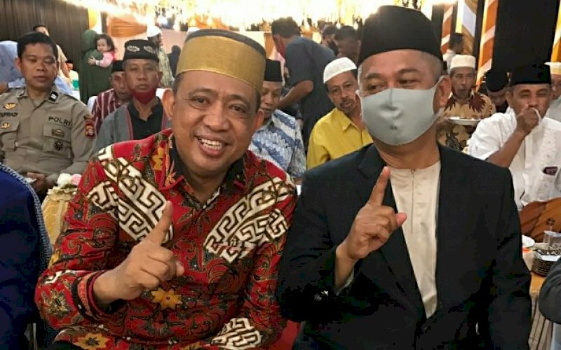 DUKUNGAN. Calon Bupati Maros Andi Tajerimin (kiri) bersama Haji Malik. foto: istimewa