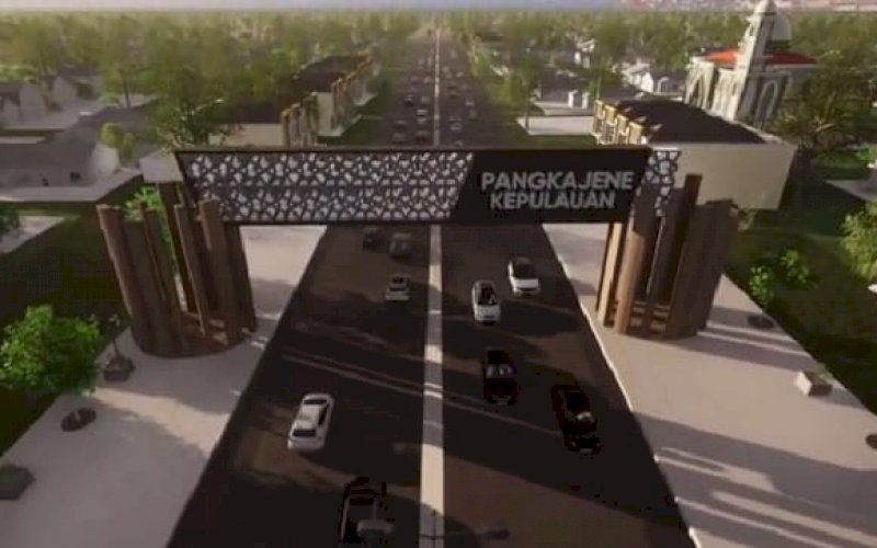 LEBIH MODERN. Andi Nirawati-Lutfi Hanafi (Anir-Lutfi) sudah menyiapkan desain pintu gerbang Kabupaten Pangkep. foto: istimewa