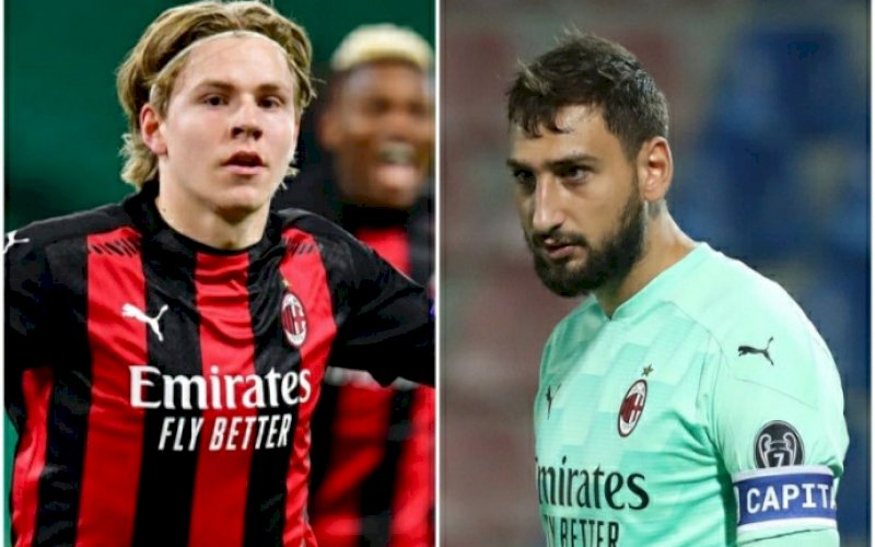 Jens Petter Hauge dan Gianluigi Donnarumma. foto: istimewa