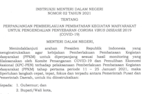 Mendagri Keluarkan Instruksi Perpanjangan PPKM