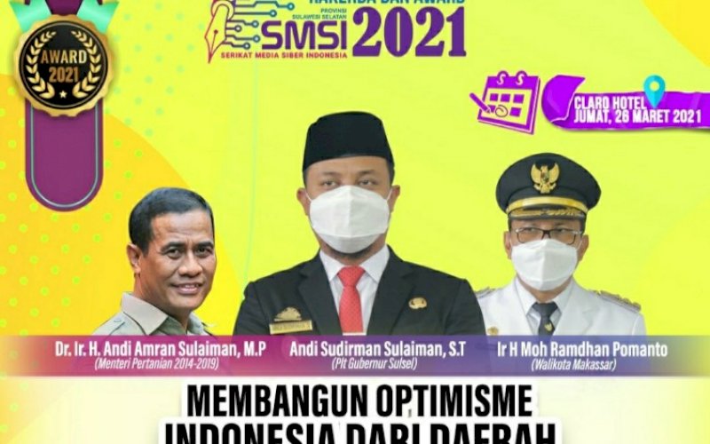 RAKERDA. SMSI akan menggelar rakerda dan pemberian penghargaan kepada tokoh peduli pers di Sulsel di Hotel Claro Makassar, Jumat (26/3/2021). foto: smsi sulsel