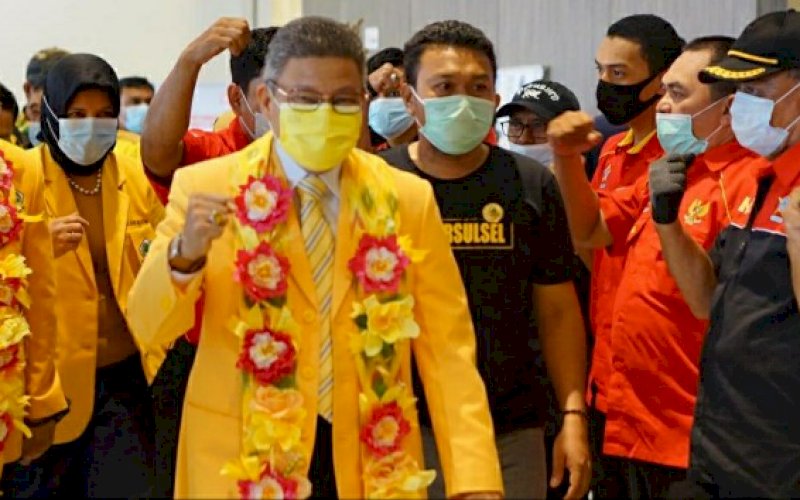 PEMBUKAAN. Ketua DPD I Partai Golkar Sulsel, Taufan Pawe, saat menghadiri pembukaan Musda X Partai Golkar Kota Makassar di Hotel Novotel, Selasa (9/3/2021). foto: istimewa