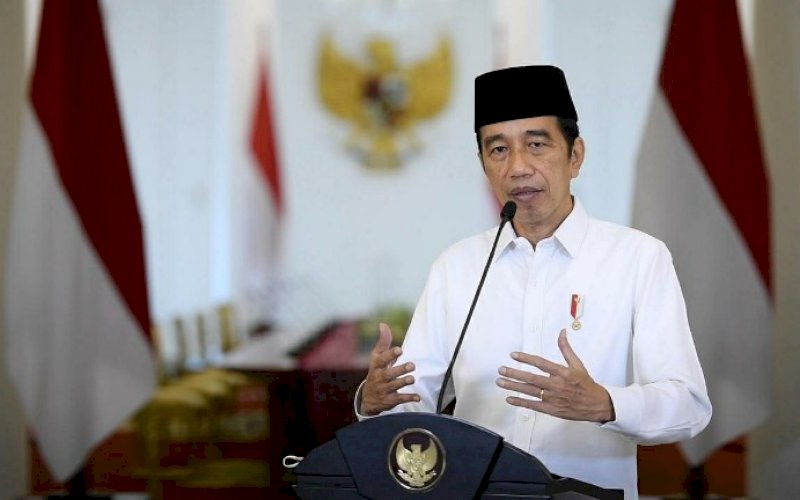 SAMBUTAN VIRTUAL. Presiden Joko Widodo saat menyampaikan sambutan secara virtual pada Tanwir ke-1 Pemuda Muhammadiyah, Jumat (2/4/2021). foto: bpmi setpres