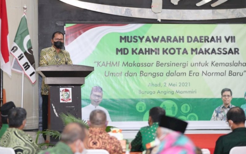 MUSDA. Wali Kota Makassar, Moh Ramdhan Pomanto, menghadiri Musda VII Majelis Daerah KAHMI Kota Makassar, Minggu (2/5/2021). foto: humas pemkot makassar