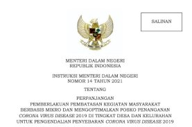 Mendagri Terbitkan Instruksi Terkait Pengetatan PPKM Mikro