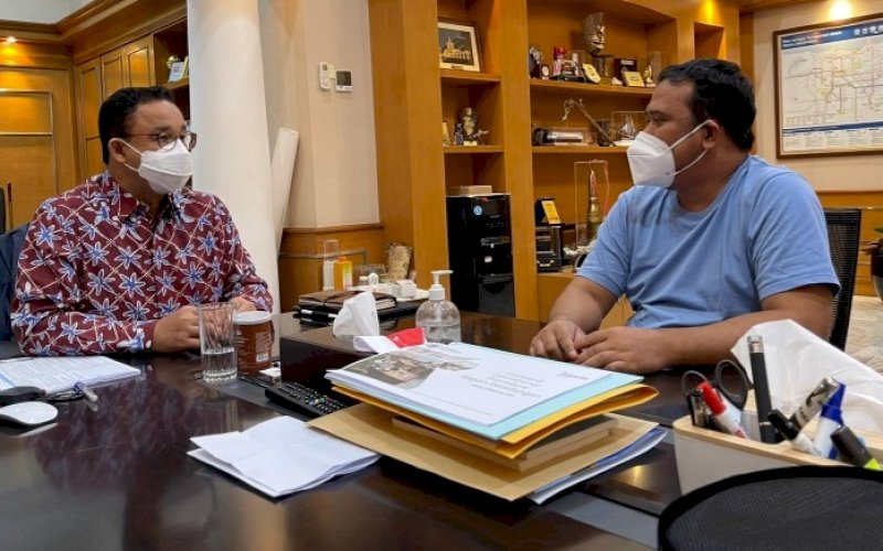 PERTEMUAN. Ketua Umum Jaringan Nasional Mileanies 24 Muhammad Ramli Rahim (kanan) kembali bertemu Anies Baswedan di Jakarta. foto: istimewa