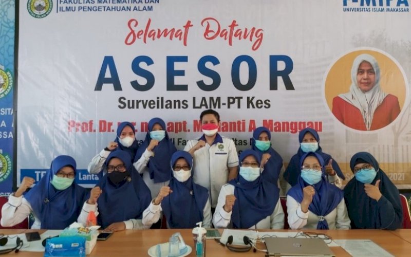 SURVEILANS. LAM-PTKes Program Studi Farmasi FMIPA UIM menggelar surveilans secara daring, Selasa (14/9/2021). foto: istimewa