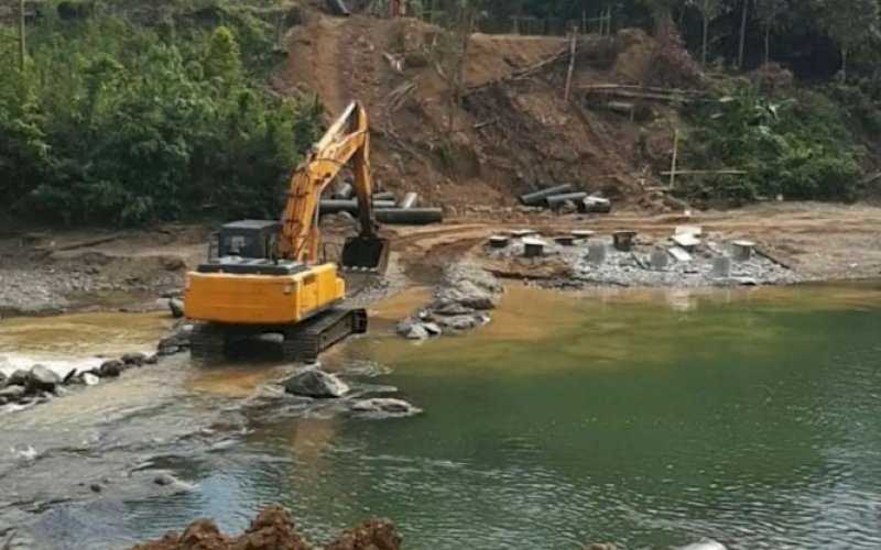 PEMBANGUNAN. Progres pembangunan jembatan Lanrange, Kecamatan Keera, Kabupaten Wajo. foto: istimewa
