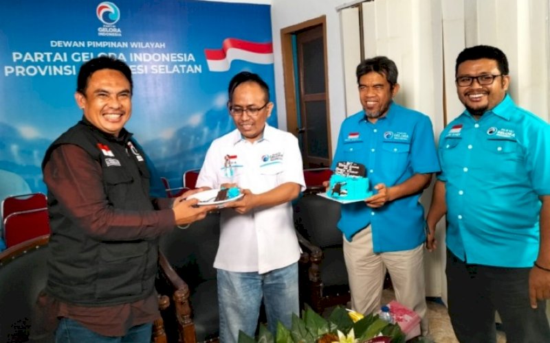 HUT GELORA. Suasana perayaan HUT Partai Gelora Indonesia ke-2 di Jakarta dan disiarkan via daring, Kamis (28/10/2021). foto: istimewa