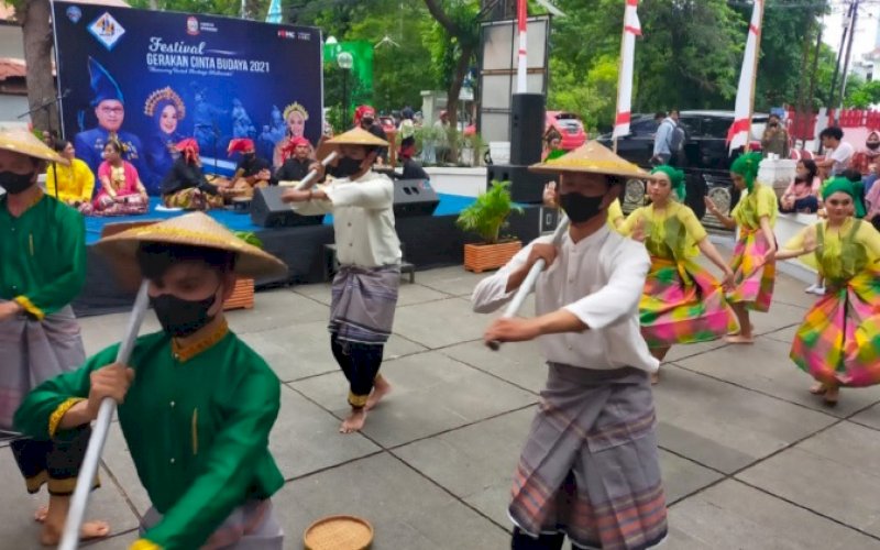 CINTA BUDAYA. Dinas Kebudayaan Kota Makassar mengelar Festival Gerakan Cinta Budaya 2021 di Museum Kota Makassar, Kamis (18/11/2021). foto: istimewa