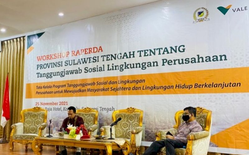 WORKSHOP. Workshop Raperda Tanggung Jawab Sosial Lingkungan (TJSL) dilaksanakan PT Vale Indonesia Tbk bersama DPRD Sulteng di Sutan Raja Hotel, Palu, Kamis (25/12/2021). foto: istimewa
