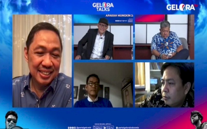 GELORA TALK. Ketua Umum Partai Gelora, Anis Matta (kiri), bersama narasumber lainnya dalam Gelora Talk bertajuk 'Menakar Reformasi Sistem Politik Indonesia, Apakah Mungkin Jadi Gelombang?', Rabu (5/1/2022). foto: istimewa