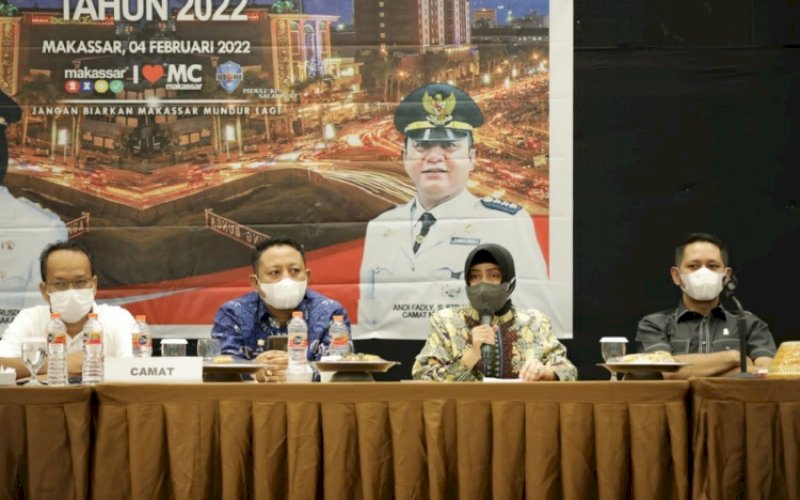 MUSRENBANG. Ketua Tim Penggerak PKK Kota Makassar, Indira Jusuf Ismail, selaku Ketua Forum Multi Sektor Percepatan Eliminasi Tuberkulosis hadiri Musrenbang Kecamatan Manggala di Hotel Max One Makassar, Kamis (4/2/2022). foto: istimewa