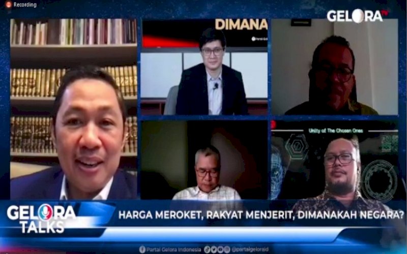 GELORA TALK. Gelora Talk bertajuk 'Harga-harga Meroket Rakyat Menjerit, Dimanakah Negara?', Rabu (16/3/2022) petang. foto: istimewa