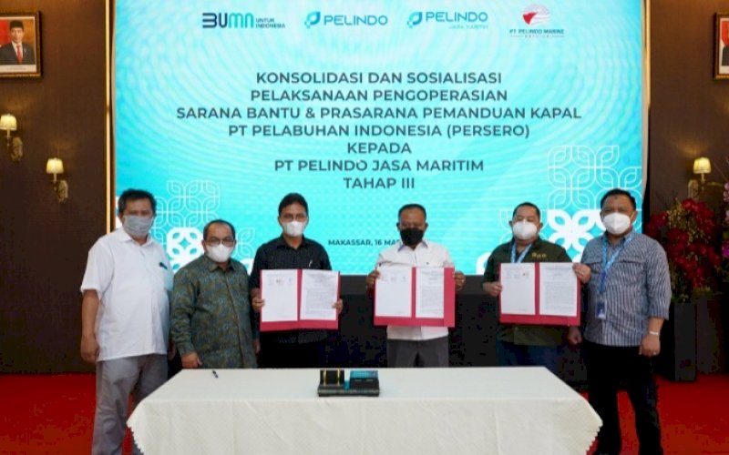 SOSIALISASI. PT Pelabuhan Indonesia (Persero) atau Pelindo melakukan Konsolidasi dan Sosialisasi Pelaksanaan Pengoperasian Sarana Bantu dan Prasarana Pemanduan Kapal Regional 1 dan 4 Tahap III atau tahap terakhir kepada PT Pelindo Jasa Maritim secara hybrid selama dua hari, Rabu-Kamis (16-17/3/2022). foto: istimewa