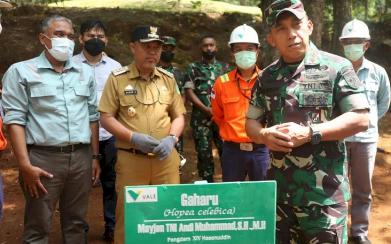 KUNJUNGAN. Pangdam XIV Hasanuddin, Mayjen TNI Andi Muhammad, melakukan kunjungan kerja di PT Vale Indonesia Tbk, Sorowako, Kecamatan Nuha, Luwu Timur, Sulsel, Kamis (31/03/2022). foto: istimewa 