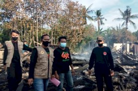 Kebakaran Hanguskan 14 Rumah di Panyula, BPBD Sulsel Salurkan Bantuan
