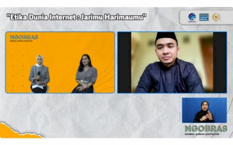 NGOBRAS. Suasana webinar NGOBRAS dengan tema 'Etika Dunia Internet: Jarimu Harimaumu'. foto: istimewa