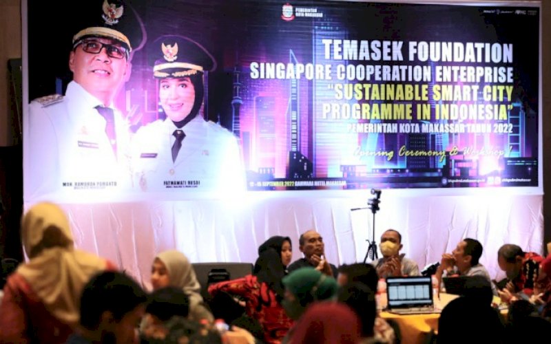 WORKSHOP. Temasek Foundation dan Singapore Cooperation Enterprise (SCE) bekerja sama dengan Pemkot Makassar melalui BKPSDMD sukses menggelar workshop 'Sustainable Smart City Programme in Indonesia' di Hotel Gammara, Kota Makassar yang berlangsung sejak 12-15 September 2022. foto: istimewa