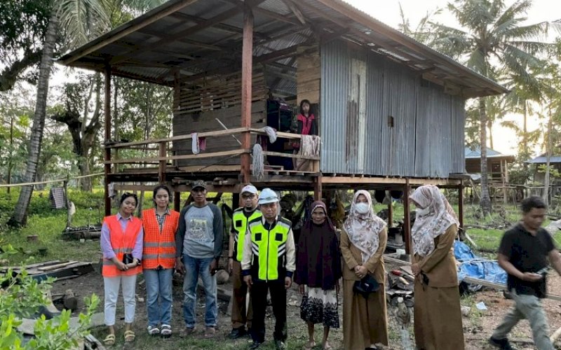 REHABILITASI. Salah satu rumah korban bencana yang direhabilitasi Pemprov Sulsel melalui Disperkimtan Provinsi Sulsel di Kabupaten Wajo. foto: istimewa
