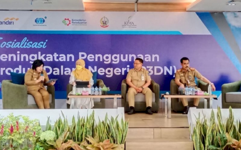 SOSIALISASI. Pemprov Sulsel melakukan sosialisasi Peningkatan Penggunaan Produk Dalam Negeri (P3DN) di Ballroom Bank Mandiri Region X Sulawesi dan Maluku, Jl RA Kartini Nomor 19, Baru, Kecamatan Ujung Pandang, Kota Makassar, Senin (10/10/2022). foto: istimewa