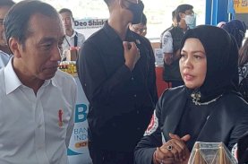 Presiden Kunjungan Stan Pameran Bulukumba, Ketua Dekranasda Kenalkan Pinisi dan Wisata Tanjung Bira