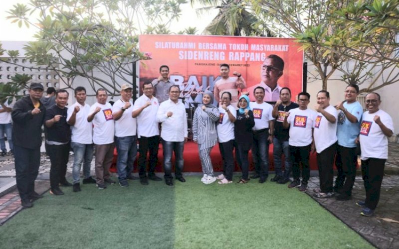 SILATURAHMI. Wali Kota Makassar, Moh Ramdhan Pomanto, bertemu dengan sejumlah tokoh masyarakat beserta kepala desa yang ada di Kabupaten Sidrap, Sabtu (18/3/2023). foto: istimewa