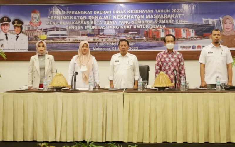 KOORDINASI. Dinas Kesehatan Kota Makassar menggelar Forum Perangkat Daerah 2023 digelar di Hotel Claro Makassar, Rabu (1/3/2023). foto: istimewa