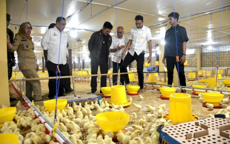 PERESMIAN. Mentan RI, Syahrul Yasin Limpo, menyempatkan hadir sekaligus meresmikan kandang ayam modern berbasis closed house yang terletak di Dusun Kaballokang, Desa Moncongloe, Kecamatan Manuju, Kabupaten Gowa, Rabu (22/3/2023). foto: istimewa