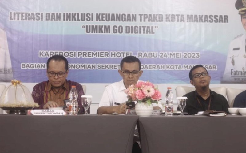PELATIHAN. Pelaksanaan Literasi dan Inklusi Keuangan TKPAD Kota Makassar bagi UMKM di Hotel Karebosi Premier Makassar, Rabu (24/5/2023). foto: istimewa