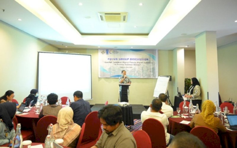 FGD. Fokus Grup Diskusi (FGD) Serikat Buruh Migran (SBMI) bekerja sama United Nations Development Programme (UNDP) di Fave Hotel Losari Makassar, Selasa (6/6/2023). foto: istimewa