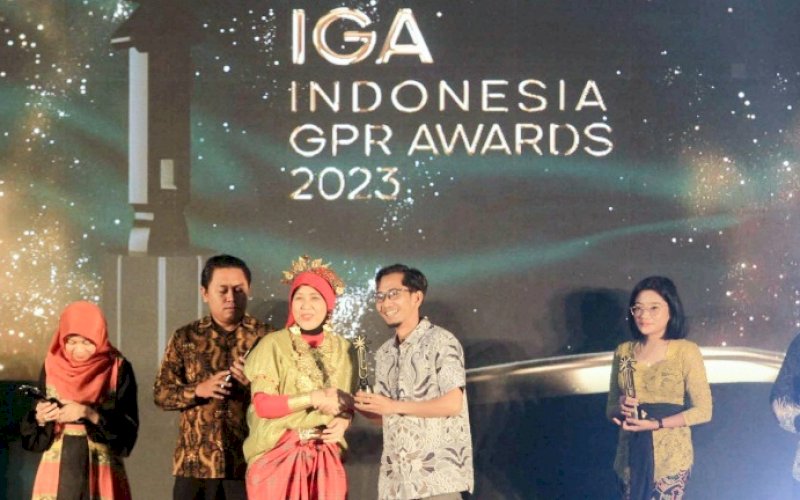 IGA 2023. PT Vale Indonesia Tbk menorehkan apresiasi dalam ajang 1st Indonesia Government Public Relations Award (IGA) 2023 yang digelar Humas Indonesia dengan dinobatkan sebagai institusi terbaik pada kategori Program Kehumasan Terbaik segmen Energi dan Energi Terbarukan pada malam apresiasi IGA 2023 di Claro Makassar, Jumat (16/6/2023). foto: istimewa