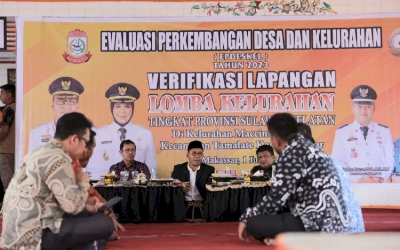 PENJURIAN. Proses penjurian Kelurahan Maccini Sombala, Kecamatan Tamalate, Kota Makassar pada Lomba Kelurahan Tingkat Provinsi Sulsel 2023. Kelurahan Maccini Sombala keluar sebagai Juara I Lomba Kelurahan Tingkat Provinsi Sulsel 2023. foto: istimewa