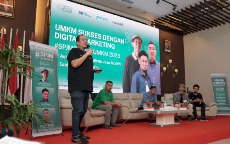 WORKSHOP. SPJM bagian dari Pelindo Group menggelar kegiatan workshop dengan mengangkat tema 'UMKM Sukses dengan Digital Marketing', Sabtu (5/8/2023). foto: istimewa