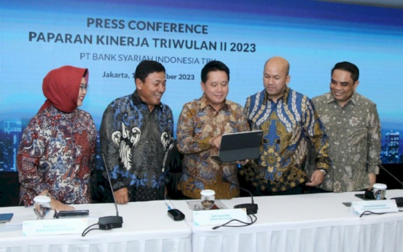 KINERJA. Direksi PT Bank Syariah Indonesia Tbk (BSI) memaparkan kinerja yang solid hingga kuartal II 2023. foto: istimewa
