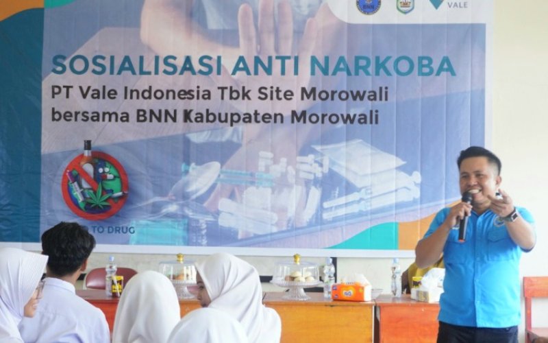 SOSIALISASI. PT Vale Indonesia Tbk (PT Vale) Indonesia Growth Project (IGP) Morowali mengadakan Sosialisasi Anti Narkoba bekerja sama dengan Badan Narkotika Nasional (BNN) dan Dinas Pendidikan Kabupaten Morowali. foto: istimewa