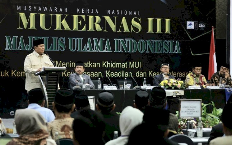 MUKERNAS MUI. Capres Nomor Urut 2, Prabowo Subianto menghadiri Musyarwarah Kerja Nasional MUI III di Hotel Mercure Ancol, Jakarta, Sabtu (2/12/2023) malam.&nbsp;foto: istimewa