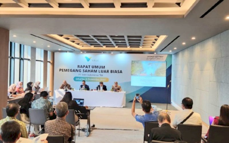 RUPSLB. PT Vale Indonesia Tbk (PT Vale), Rabu (6/12/2023), menyelenggarakan Rapat Umum Pemegang Saham Luar Biasa (RUPSLB) secara fisik yang diselenggarakan di 25 Hours Hotel The Oddbird, Lantai 9, Ruang Walnut, Jl Jenderal Sudirman Kav 52-53, Jakarta. foto: istimewa