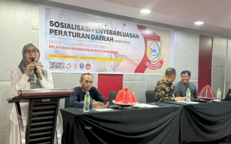 SOSIALISASI. Anggota DPRD Kota Makassar, Budi Hastuti, sosialisasi pelayanan kesehatan di Kota Makassar di Hotel Royal Bay Makassar, Kamis (1/2/2024). foto: istimewa