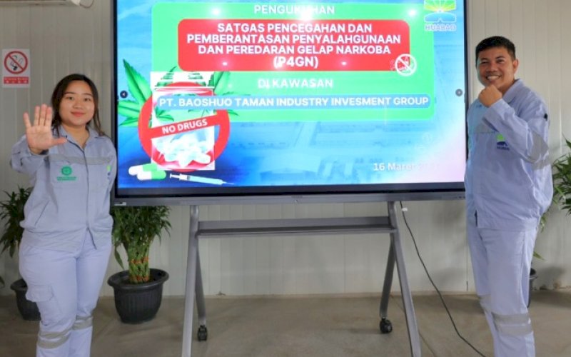 SATGAS P4GN. PT Baoshuo Taman Industry Investment Group (BTIIG) membentuk Satgas Pencegahan, Pemberantasan, Penyalahgunaan, dan Peredaran Gelap Narkoba (P4GN). foto: istimewa