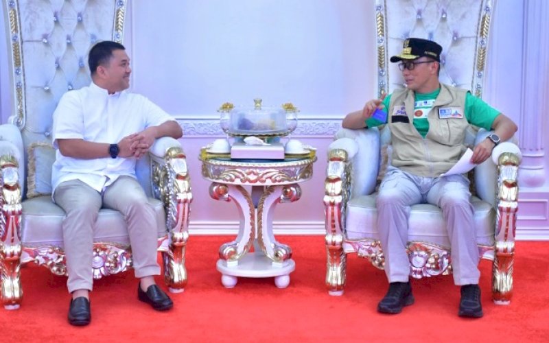 AUDIENSI. Pj Gubernur Sulsel Zudan Arif Fakrulloh menerima audiensi Regional Manager KTI Bank Panin Andi Hudli Huduri di Rumah Jabatan Gubernur Sulsel, Sabtu (8/6/2024). foto: istimewa