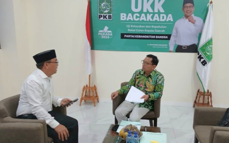 UKK BACAKADA. Bakal Calon Wali Kota Makassar, Abd Rahman Bando, mengikuti Uji Kelayakan dan Kepatutan Bakal Calon Kepala Daerah Partai Kebangkitan Bangsa di Kantor DPP PKB, Jakarta, Kamis (30/5/2024). foto: istimewa