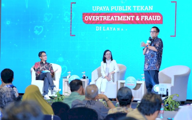 SEMINAR. Suasana sseminar Investortrust Power Talk bertema 'Upaya Publik Tekan Fraud dan Overtreatment di Layanan Kesehatan' yang digelar secara hybrid portal data dan media finansial Investortrust.id di Four Points by Sheraton Hotel Makassar, Sulsel, Rabu (11/9/2024). foto: istimewa