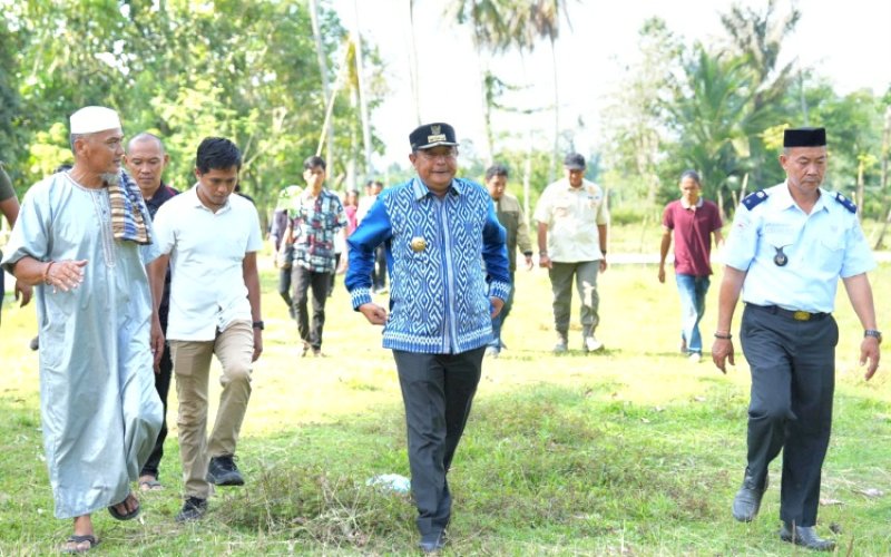 PENINJAUAN. Pj Gubernur Sulbar, Bahtiar Baharuddin, meninjau lokasi kegiatan Pemuda Pelopor Gerakan Pangan Sulbar, Jumat (25/10/2024). foto: istimewa
