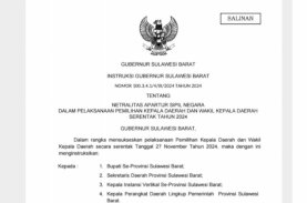 Instruksi Gubernur Sulbar, Tegaskan Netralitas ASN di Pilkada Serentak 2024