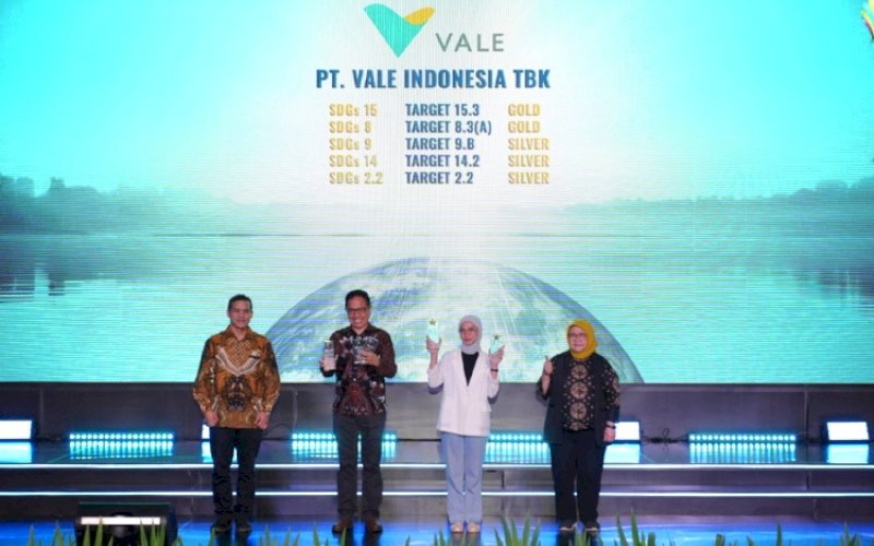 PENGHARGAAN. PT Vale Indonesia Tbk (PT Vale) berhasil meraih lima penghargaan Indonesian SDGs Award 2024 di Balai Kartini, Jakarta, Kamis (28/11/2024). foto: istimewa
