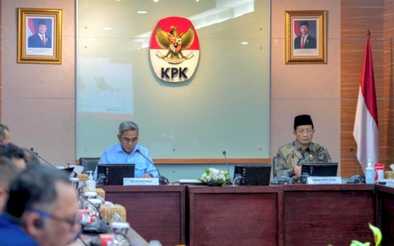 Menteri Agama RI, Nasaruddin Umar (kanan) dan Ketua KPK Setyo Budiyanto. foto: istimewa