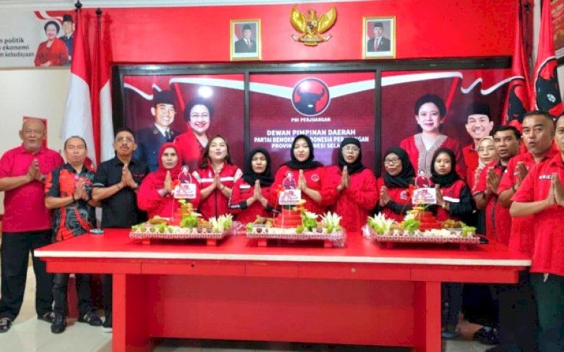 PERAYAAN. DPD PDI Perjuangan Sulsel menggelar perayaan ulang tahun Megawati Soekarnoputri ke-78 di Sekretariat DPD PDI Perjuangan Sulsel, Jl Gunung Bawakaraeng Kota Makassar, Kamis (23/1/2025). foto: istimewa